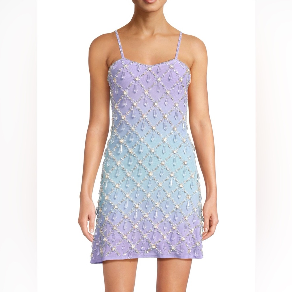Oceanus Arabella Beaded Ombré Mini Dress